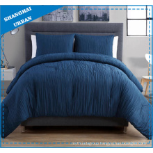 3 Piece Indigo Linen-Look Polyester Comforter Bedding